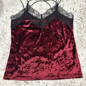 Desfios Velvet Cami Top with Lace
